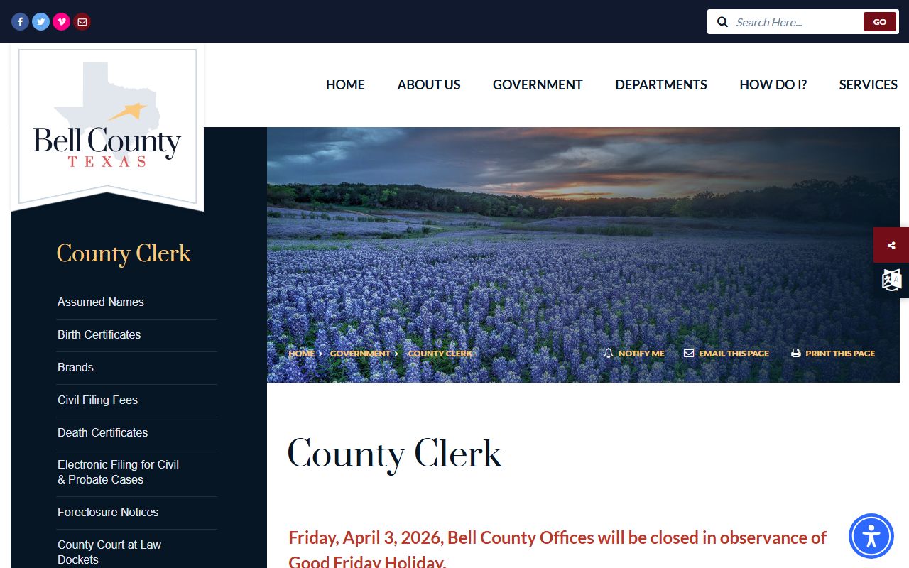 Bell County marriage records - Bell County Clerk main office portal