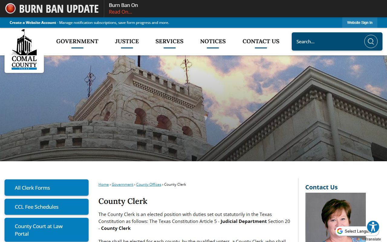 Comal County marriage records - Comal County Clerk services page