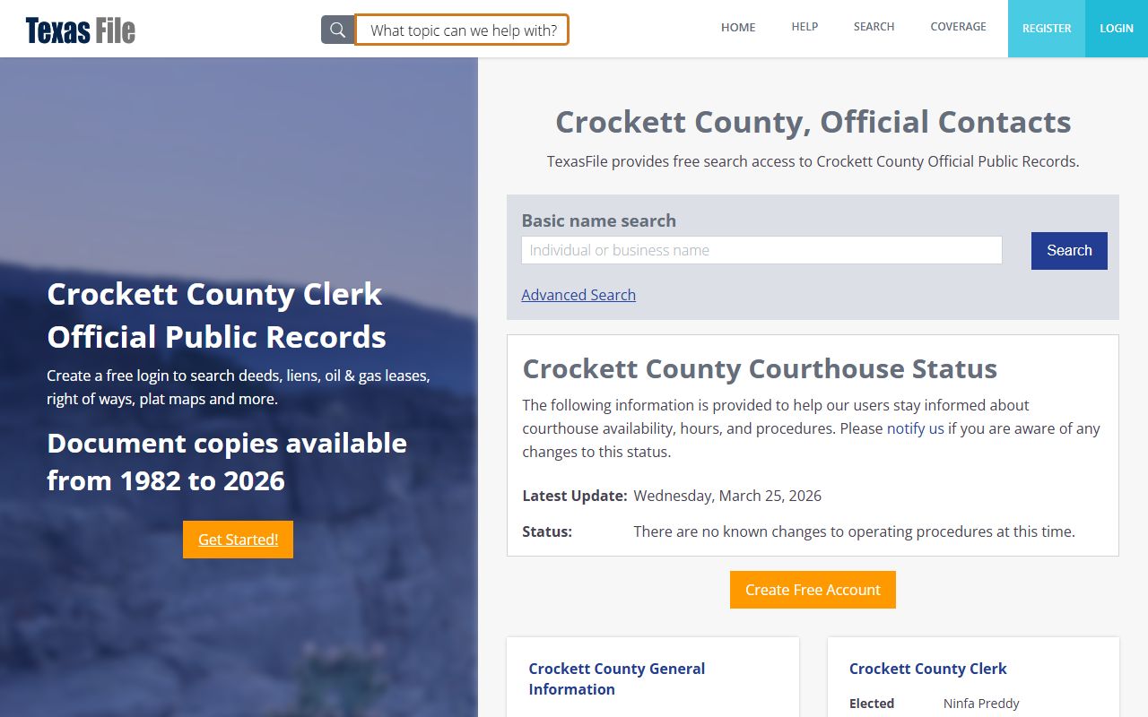 Crockett County marriage records - county clerk records
