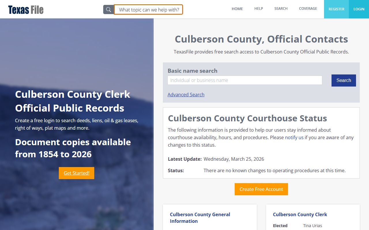 Culberson County marriage records - county clerk records