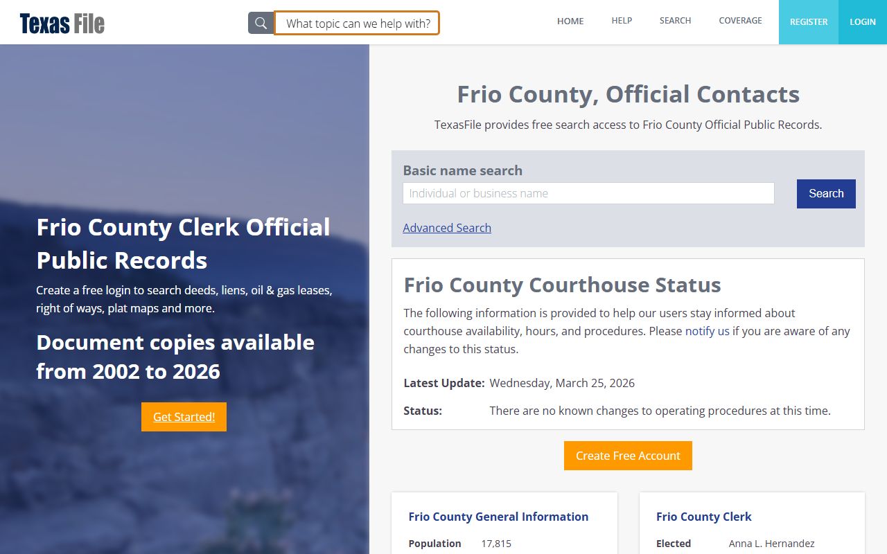 Frio County marriage records - county clerk records