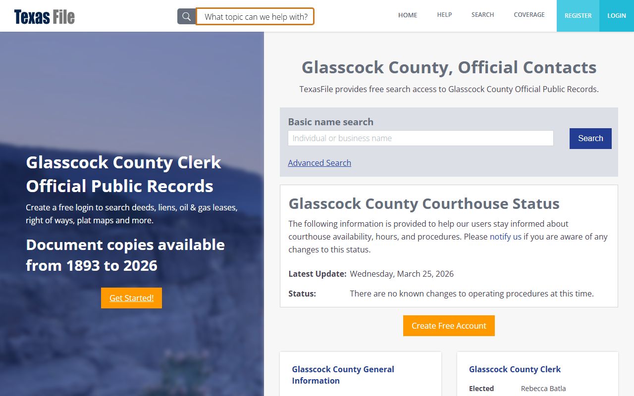 Glasscock County marriage records - county clerk records
