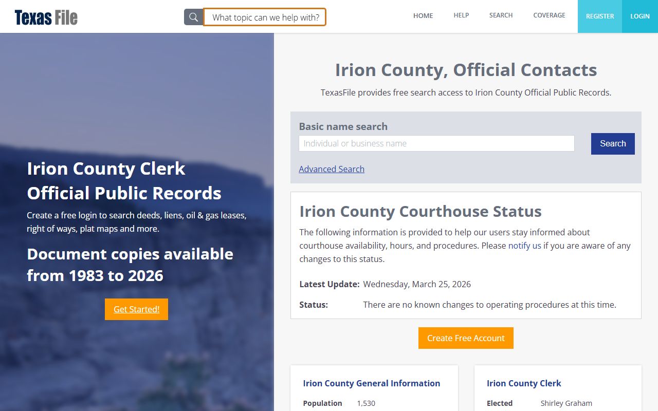 Irion County marriage records - county clerk records