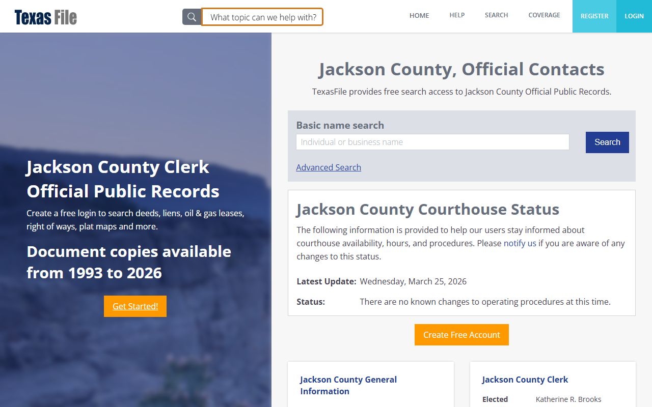 Jackson County marriage records - county clerk records