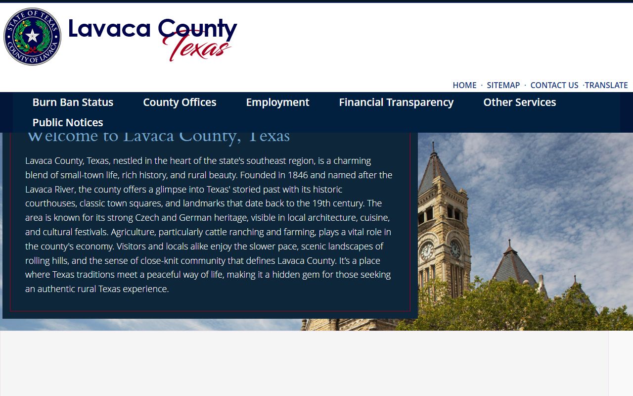 Lavaca County marriage records - county main website