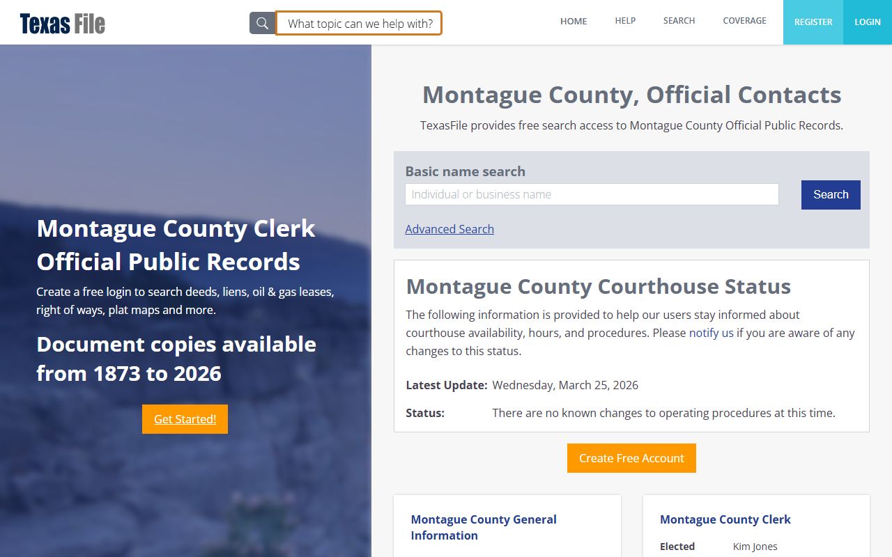 Montague County marriage records - county clerk records
