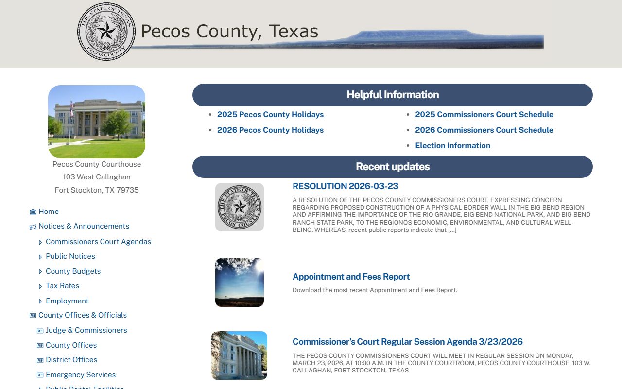 Pecos County marriage records - county website