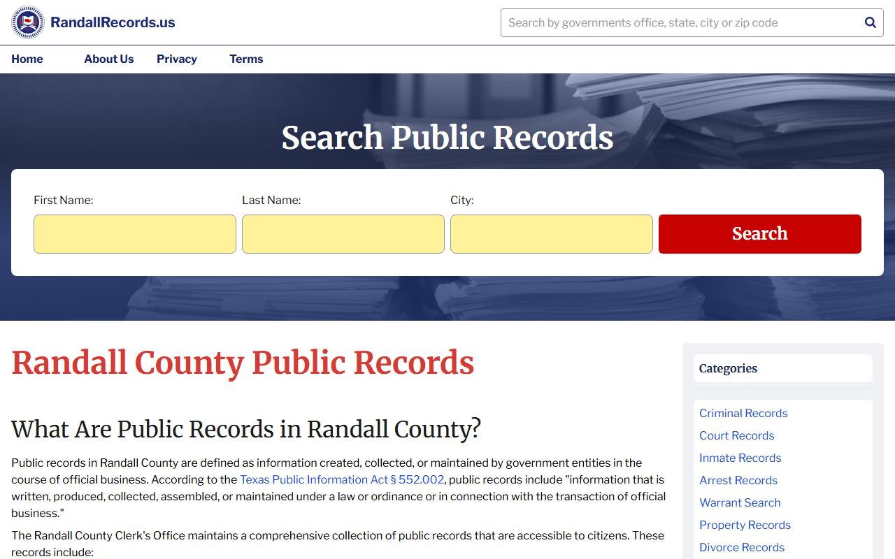 Randall County marriage records - county records portal