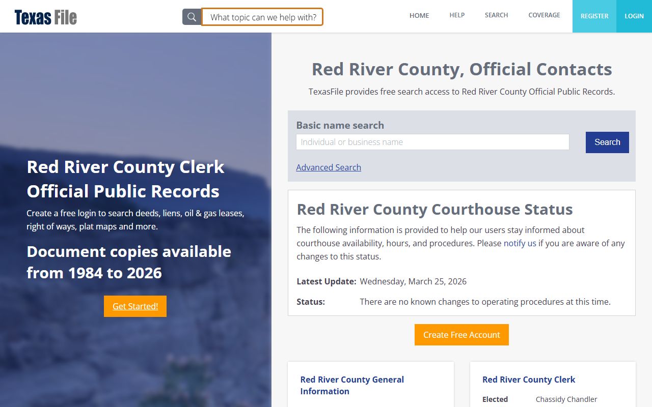 Red River County marriage records - county clerk records