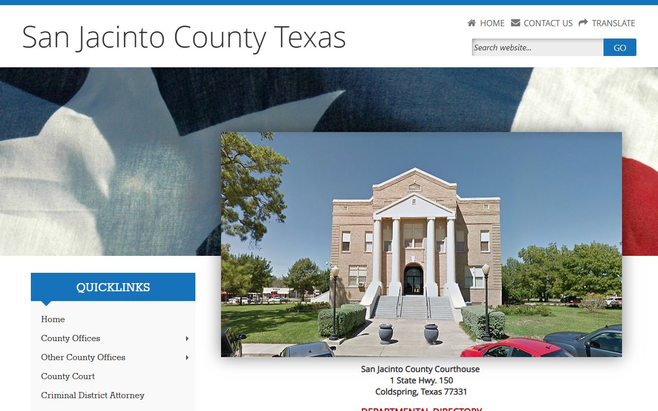 San Jacinto County marriage records - county main website