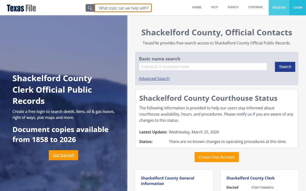 Shackelford County marriage records - county records reference