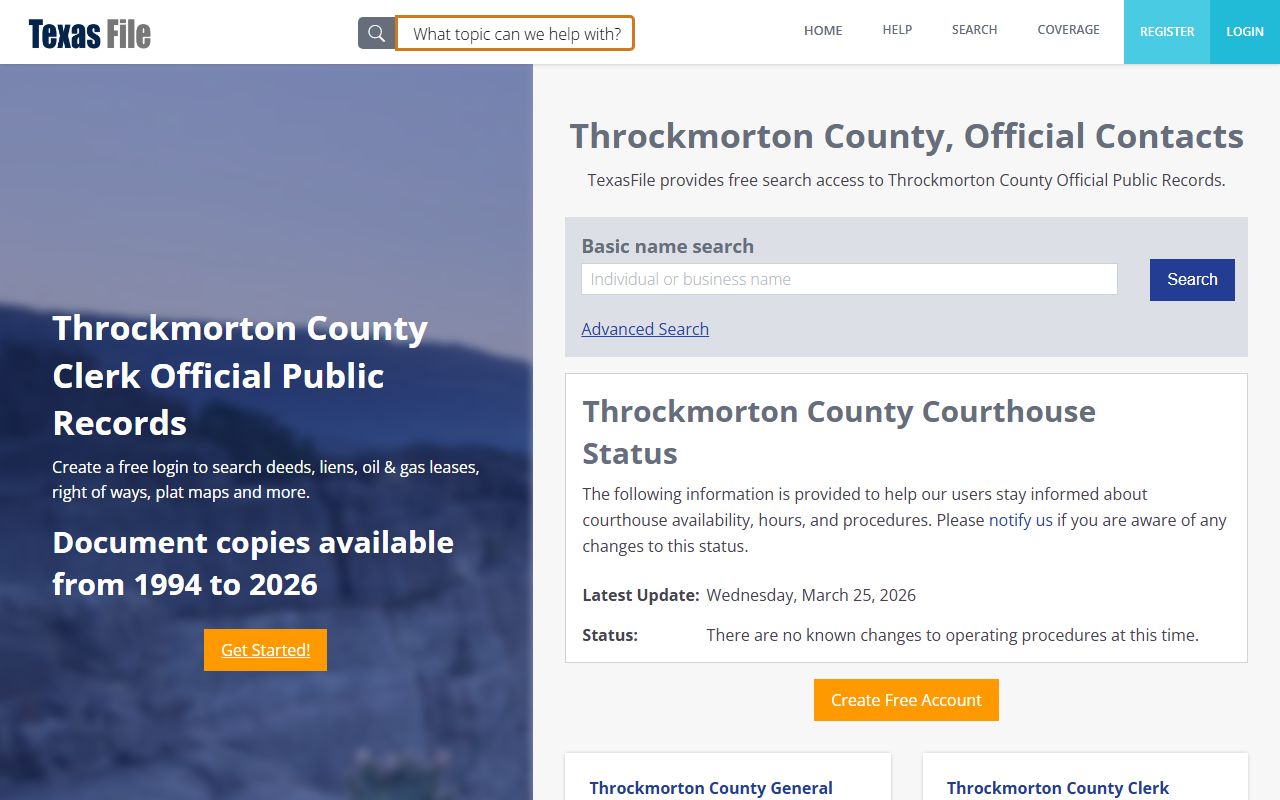 Throckmorton County marriage records - county clerk records directory