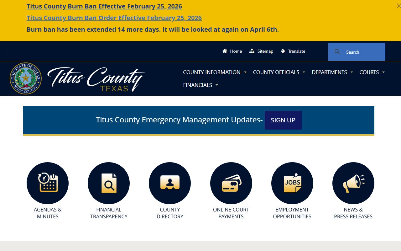 Titus County marriage records - county main website
