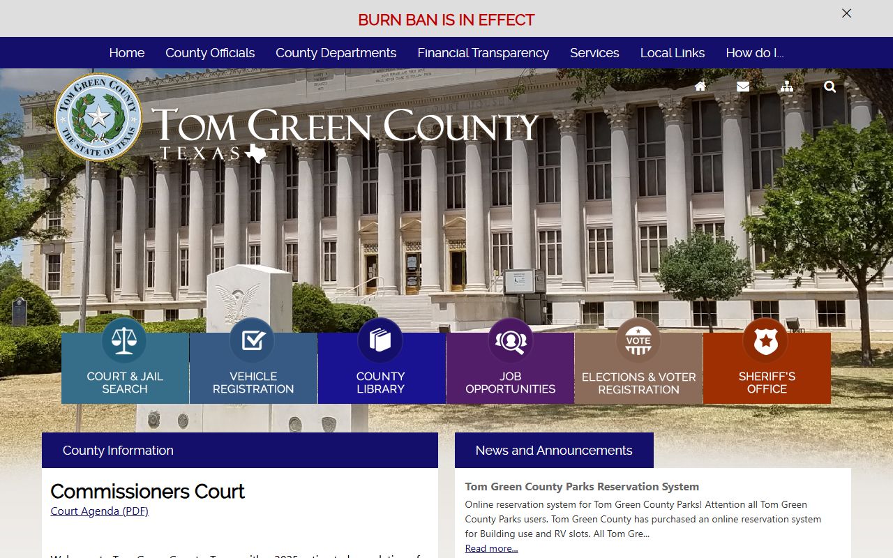 Tom Green County marriage records - main county website