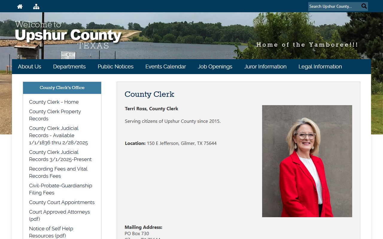 Upshur County marriage records - county clerk office page