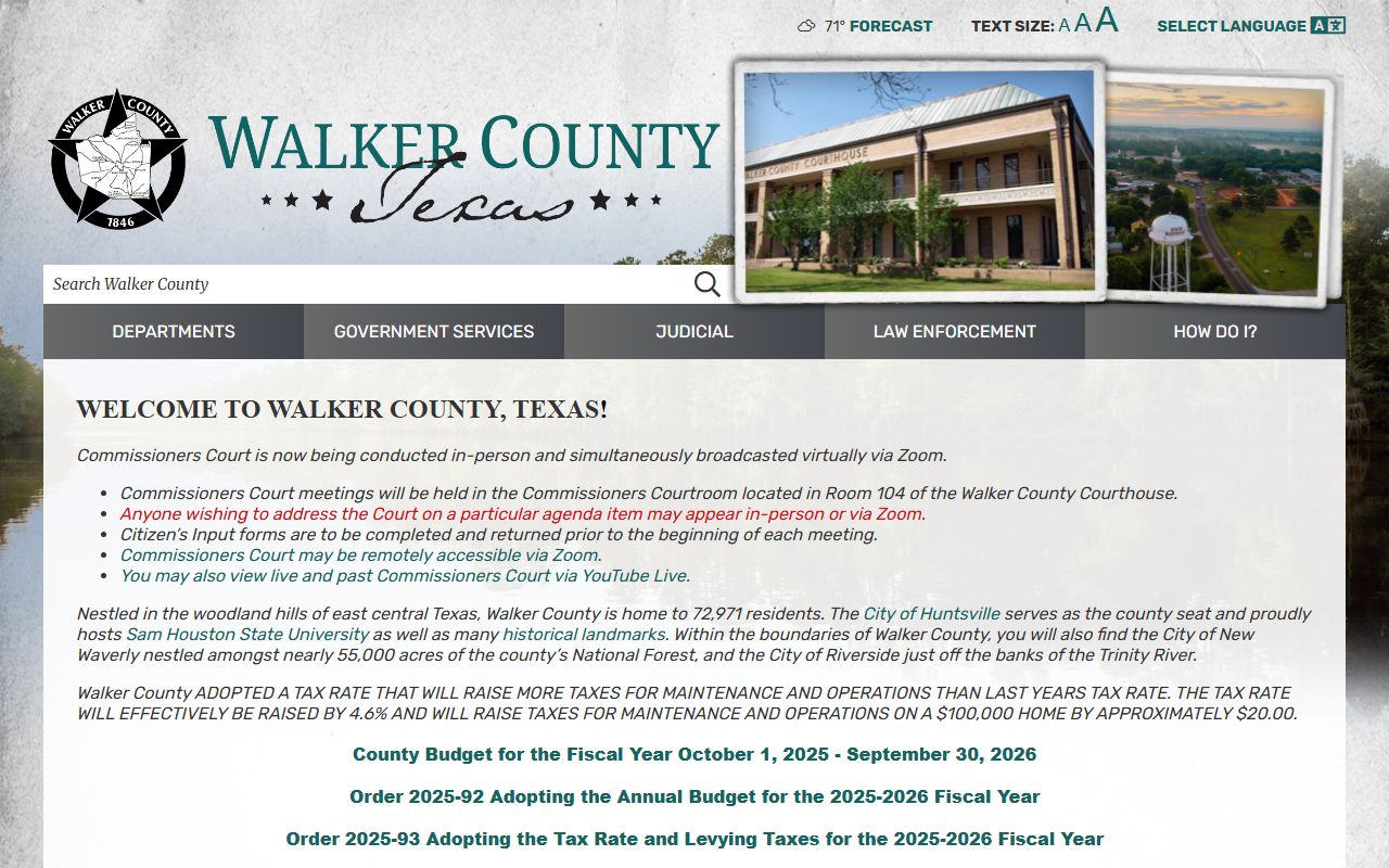 Walker County marriage records - county main website