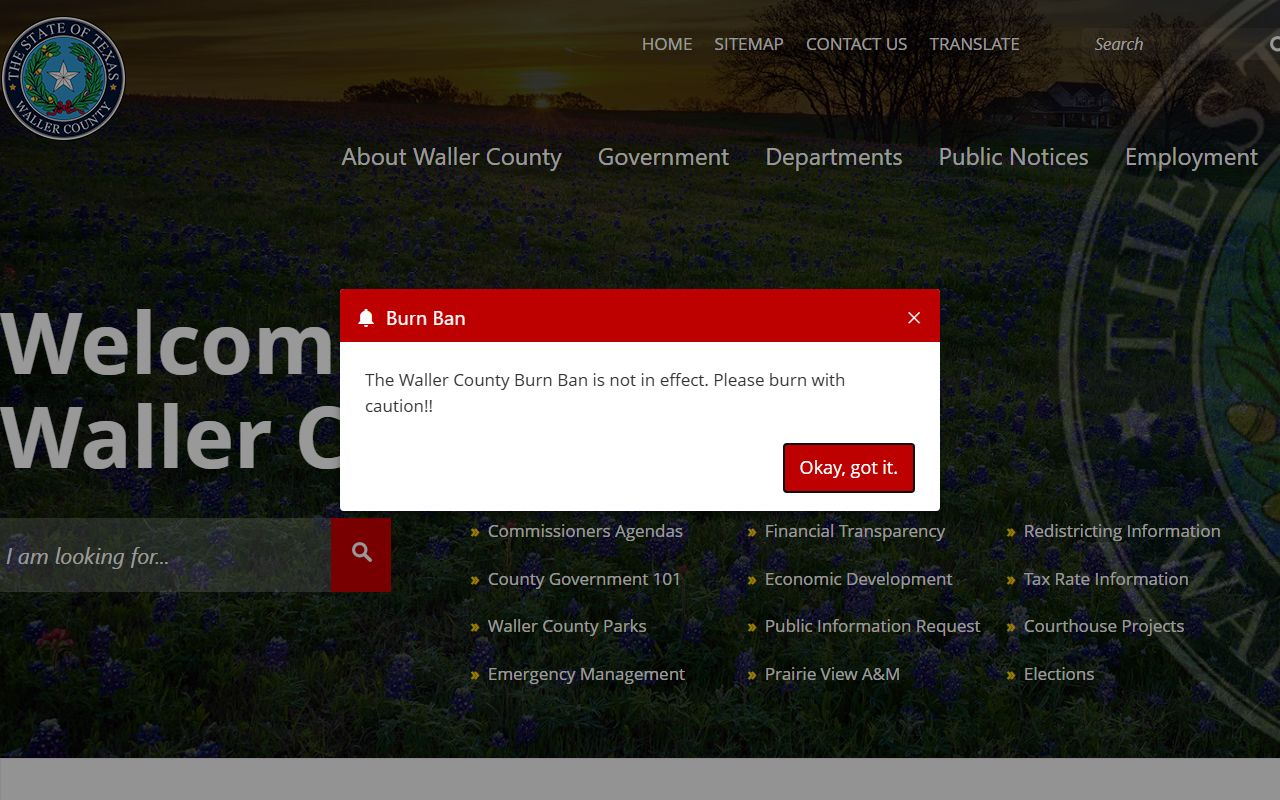 Waller County marriage records - county main website