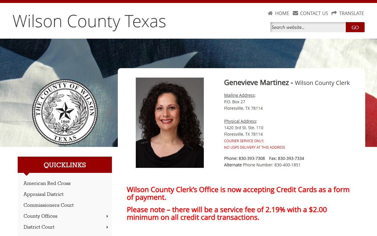 Wilson County marriage records - County Clerk page in Floresville