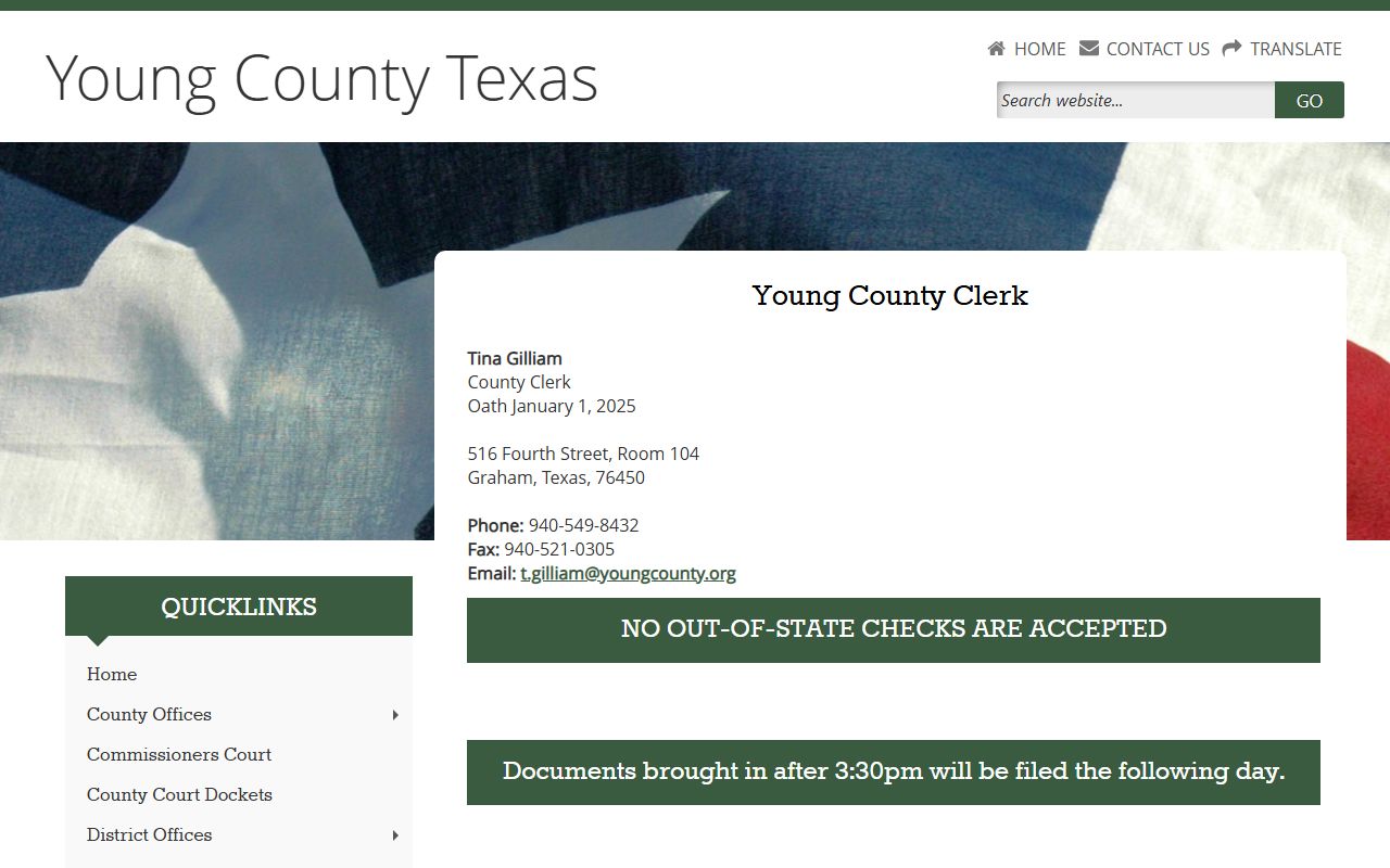 Young County marriage records - County Clerk page in Graham Texas