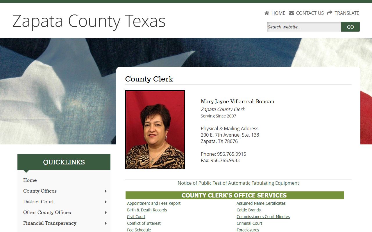 Zapata County marriage records - County Clerk page in Zapata Texas
